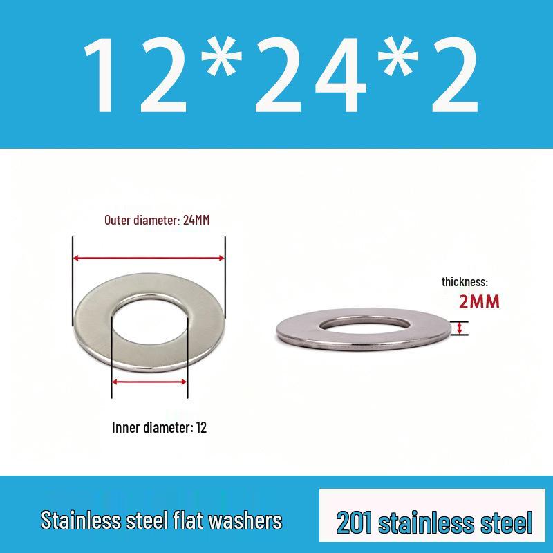 201 Stainless Steel Rust-proof Flat Washer - National Standard Hardware Fasteners with Complete Specifications, In Stock.