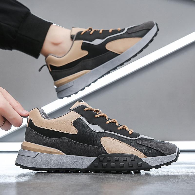 

Кроссовки осень-зима мужские дизайнерские брендовые 2024 новые разноцветные модные спортивные туфли на платформе со шнуровкой спортивные повседневные туфли для мужчин 39 чёрный