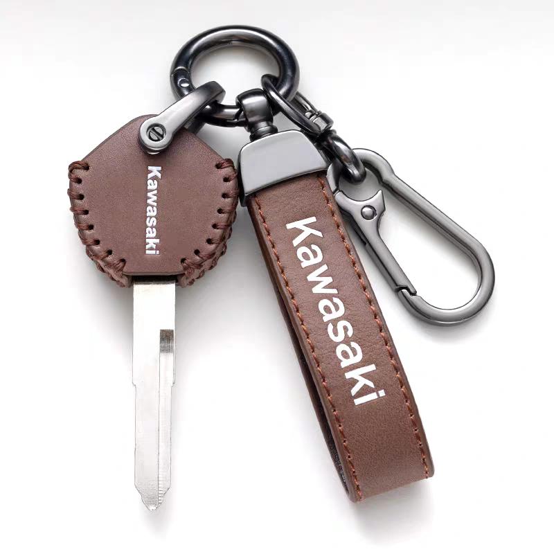 Leather Car Key Case Cover Shell For Kawasaki Z650 Z 650 Z650RS Ninja 650 2017 - 2023 2024 2025 CNC Auto Keychain Accessories