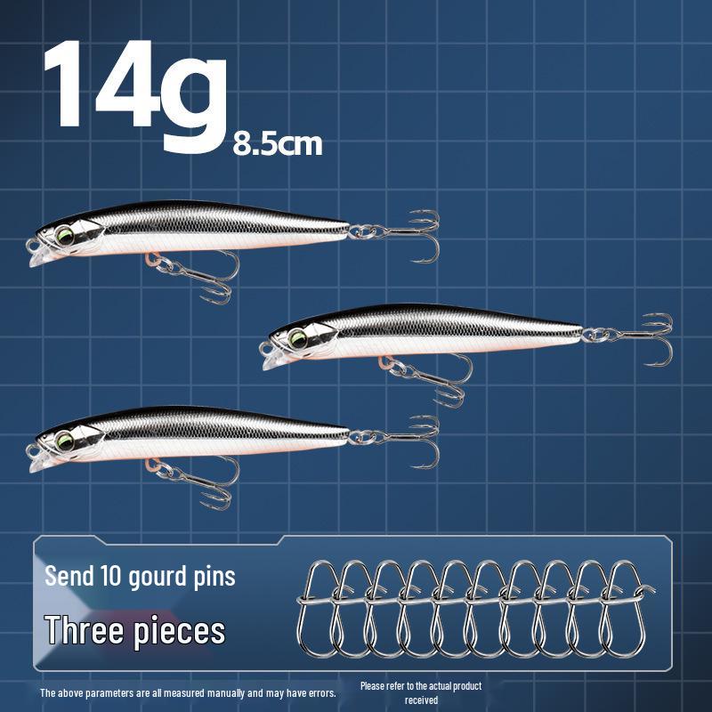 Small Silver Fish Pencil Twitching Long Cast Slow-Sinking Freshwater & Sea Fishing Lure for Mackerel & Asp