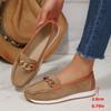 Fashi Metallkette Weiche Sohle Ballerinas Damen Frühling Herbst Wildleder Leder Plateau Loafer Damen zum Hineinschlüpfen N Slip Lässige Schuhe
