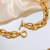 Grote Schakelketting met Toggle Sluiting voor Dames, 18K Verguld Ovalen Schakelketting, OT Bar Sluiting Waterdichte Sieraden