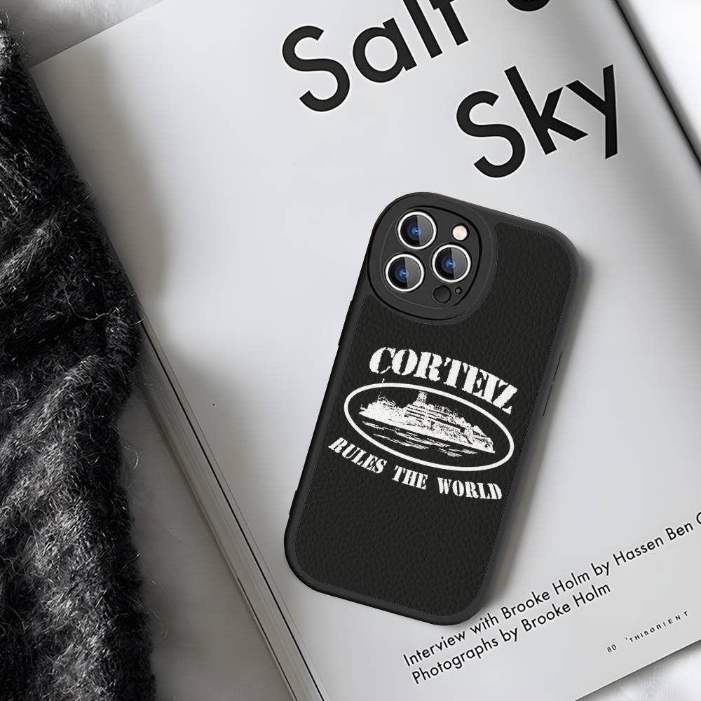 

Hot Fashion C-Corteizs Leather Phone Case For IPhone 16 14 15 Pro Plus 13 12 11 Pro Max Silicone Cover iPhone 14 pro