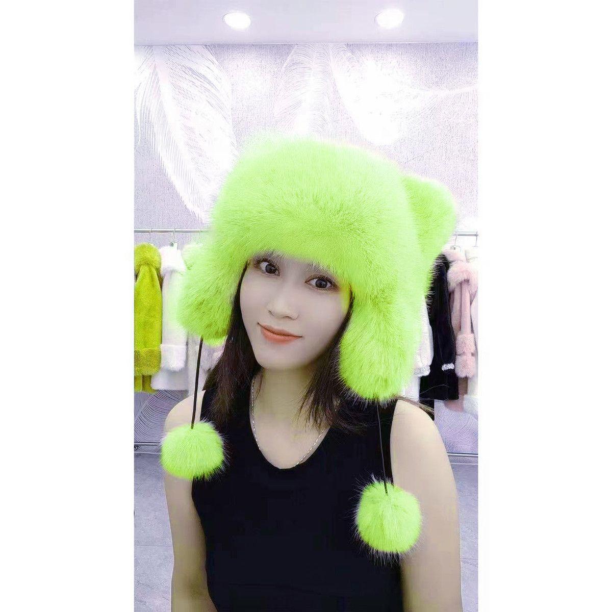 

Енотовые наушники Енотовый мех Плюшевые шапки Осенние и зимние шапки для мужчин и женщин one size (54-56cm)