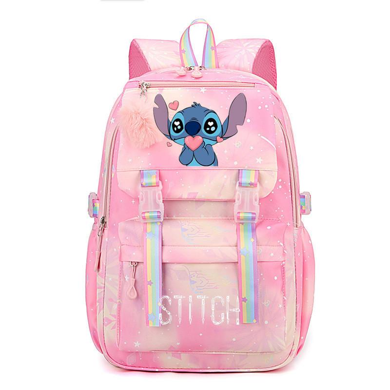 Student Schoolbag Large Capacity Primary And Secondary School Students Backpack Cartoon Print Rainbow Design