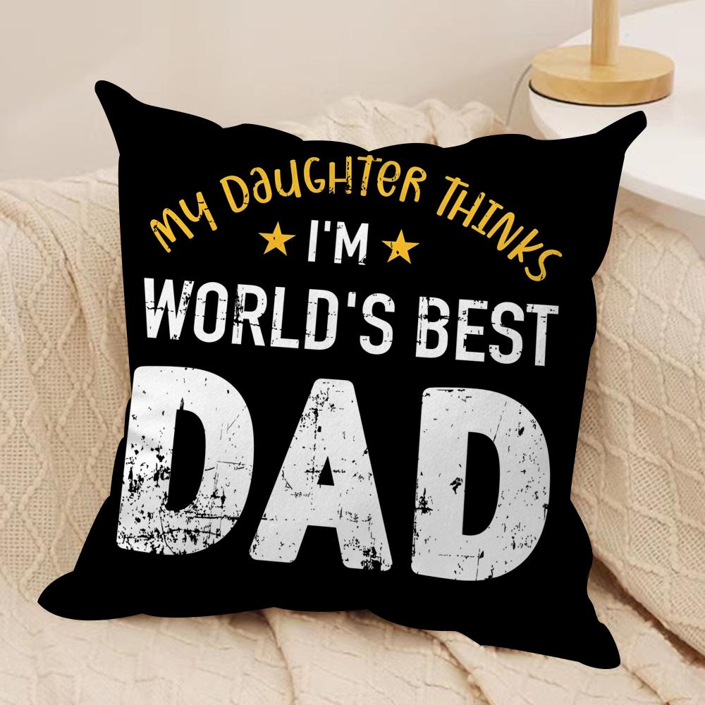 Best Dad Ever fathers day Cushion Cover Soft Plush Fabric DoubleSided Printed Cushion Covers for All Seasons Modern Home Decor