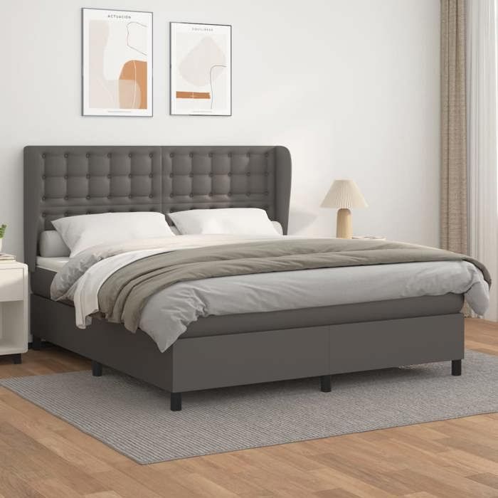VidaXL Divan Bed with Mattress Grey 180x200 Cm Faux Leather - Model 3129049