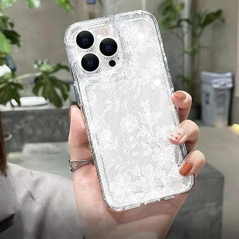 White And Pink Lace Floral Pattern Phone Case for Xiaomi Redmi Note 13 12 11 Pro Plus 4G 5G 13C 12C 10 10C 9 9A 9C Cover