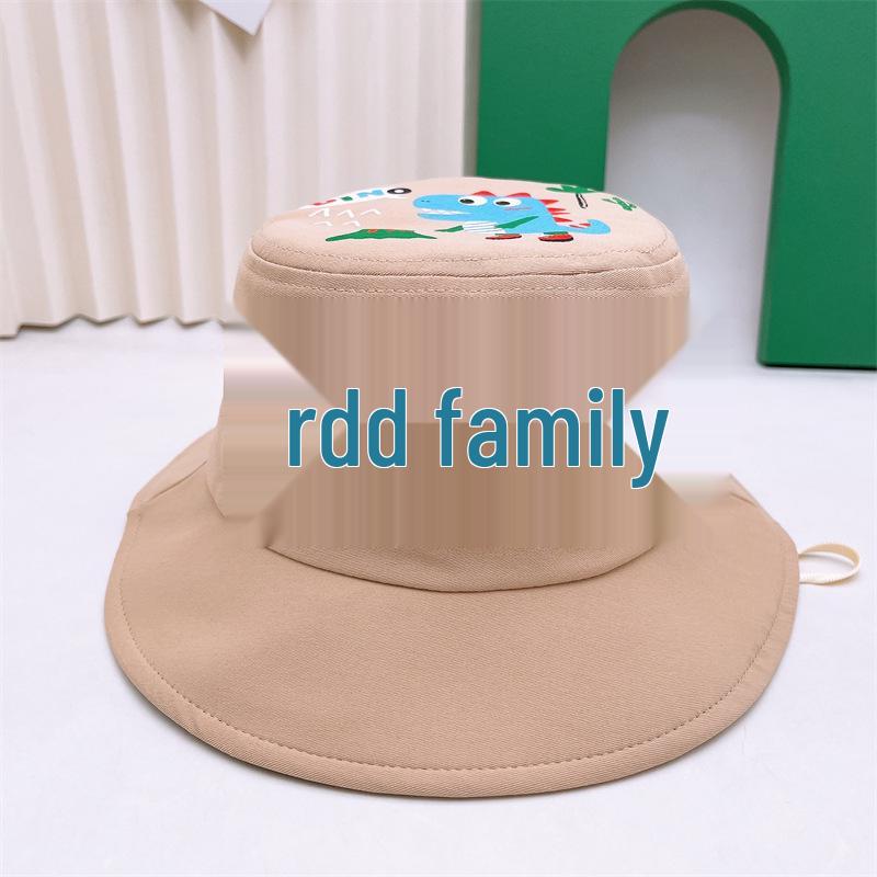 Cute Kids' Cartoon Dinosaur Fisherman Hat - Breathable, Windproof, Sun Protection for Boys & Girls Outdoor Travel