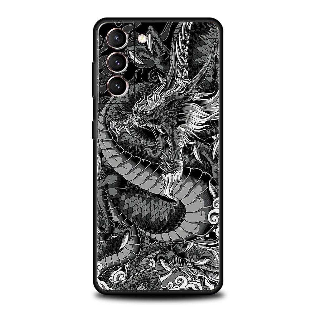 Dragon Phone Case For Samsung Galaxy S25 S24 S23 FE S22 Ultra S20 S21 5G S10 Plus S10E Soft Black Cover