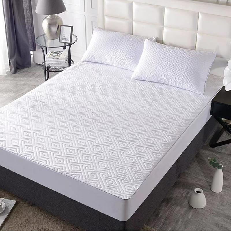 Quilted Mattress Cover Embossed Bed Sheet Mattress Protector Home Textile Solid Color Bed Cover Mattress Cover Thick Soft Cushion Bedding NoPillowcase
