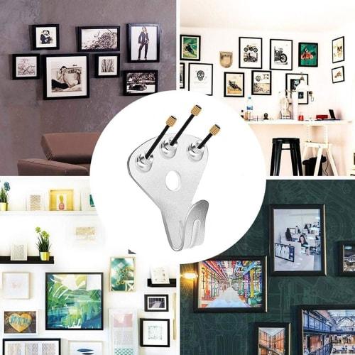 Pack of 10 Wall Hooks, Weight Capacity: Approximately 34kg, Strong, with Nails, for Hanging Pictures, Clocks, and Drywall (Silver)