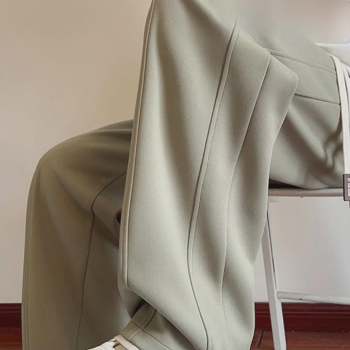 

Men s Soft Velvet Wide-Leg Sweatpants: Versatile High Street Style for Autumn and Winter. L зелений