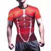 Men's 3D Printed T-Shirt Muscle Pattern Print Outdoor Fitness Breathable Quick Drying Sports Short Sleeve O-Neck Pullover Casual Top