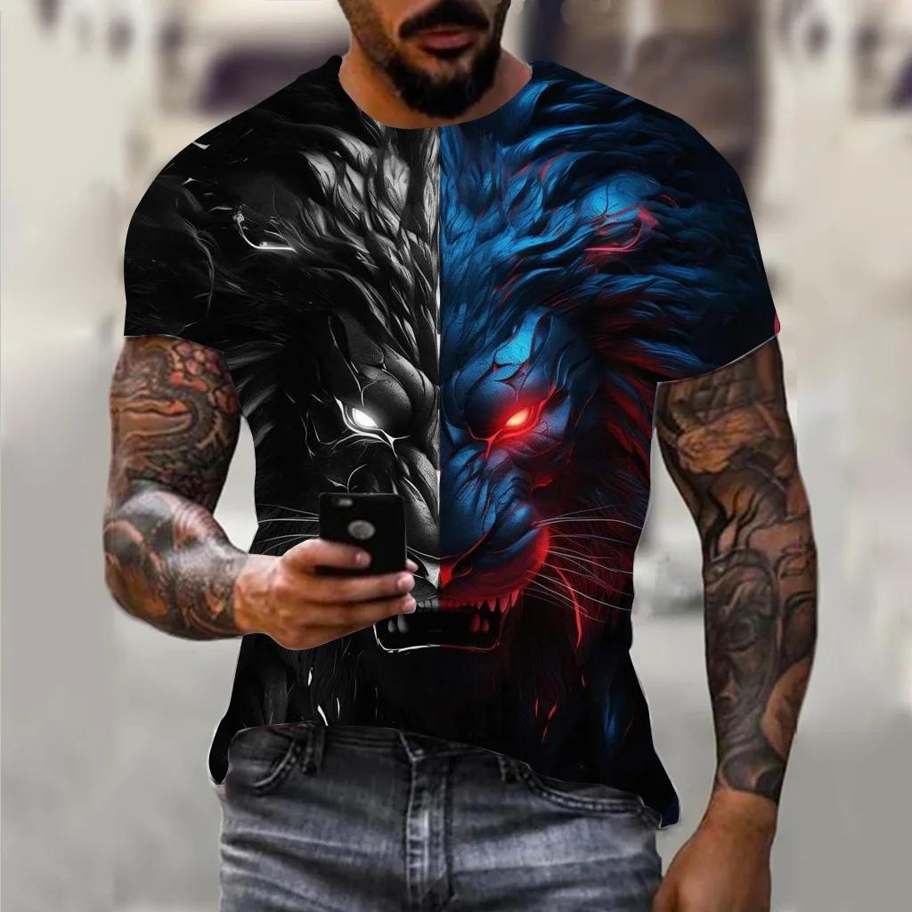2025 Harajuku Men's T-shirt Hip Hop Trend Street Round Neck Short Sleeve Loose Top Fun 3D Animal Eagle Print T-shirt