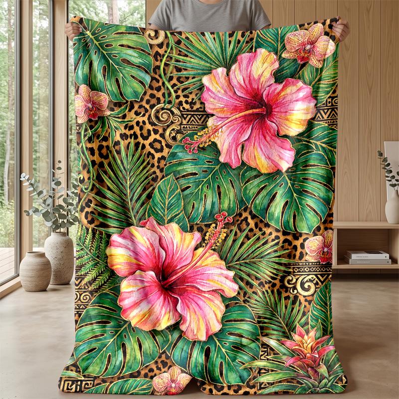 Tropical Floral Paradise 1 Theme Blanket Lightweight Warm Flannel Blanket Decorative Throw Blanket for Home Decoration