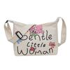 Women's Large Capacity Canvas Crossbody Bag with Letter Print - Versatile Fashion Shoulder Bag for Everyday Use