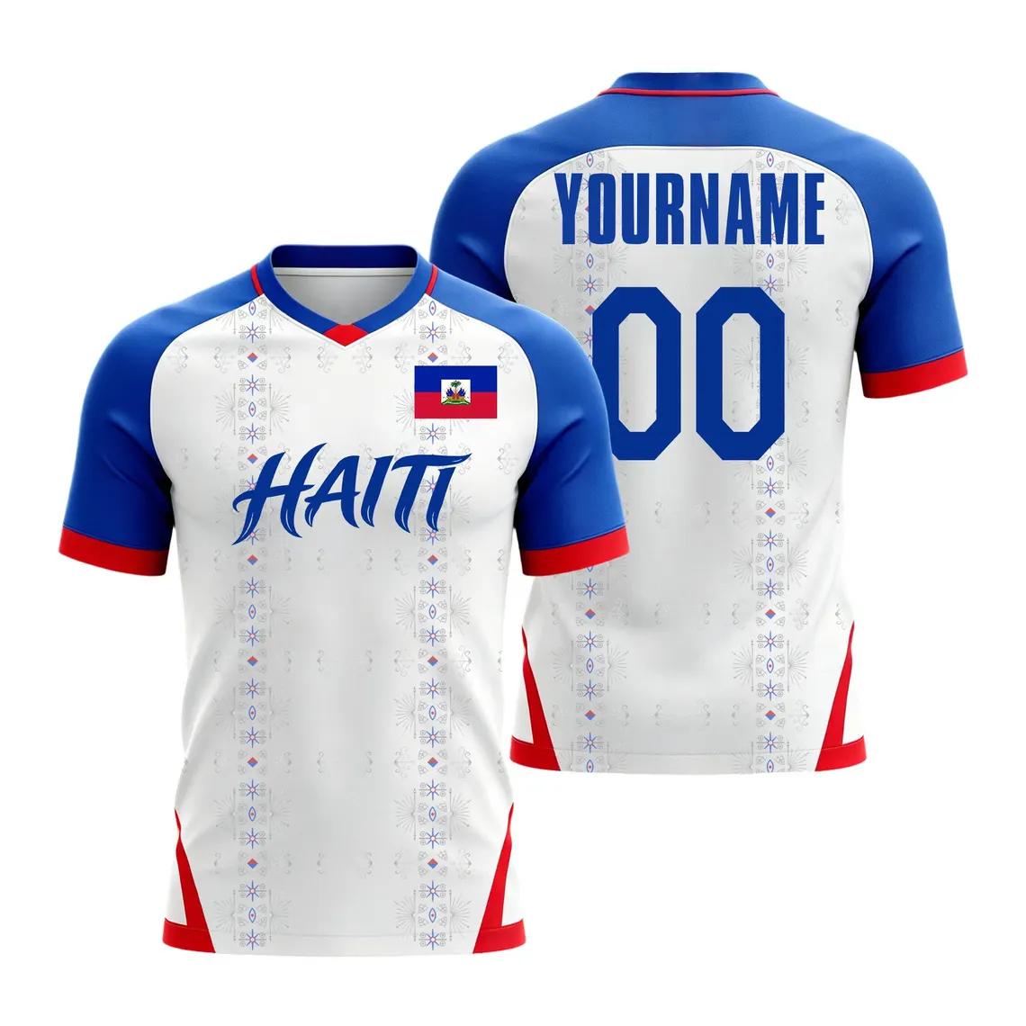 Custom Haiti 2026 Football Jersey Personalized Diy Name Number Haitian Soccer T Shirts Quick Dry Loose Short Sleeve Sports Tees S