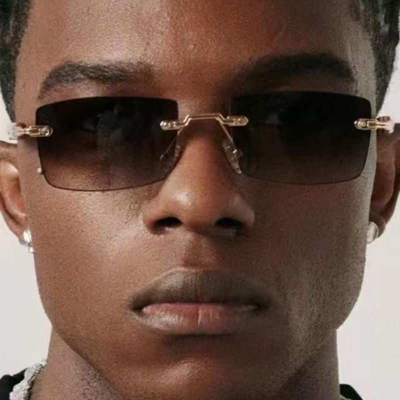 2024 Men's Trendy Square Frameless Sunglasses with UV Protection