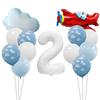 Red aircraft aluminum film balloon 32 inch white blue sky white cloud birthday latex balloon children's birthday party balloon