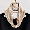 Silk Material Magnetic Pearl Scarf Small Pearl Magnetic Buckle Long Thin Shawl Long Style Pearl Necklace Scarf Lazy Styling