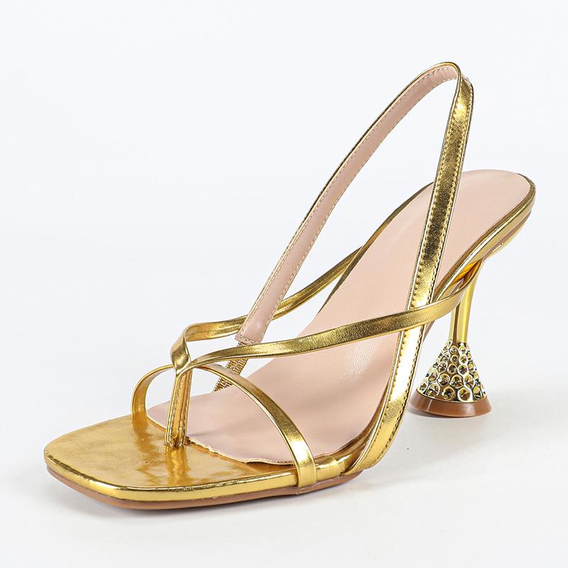 

Fashion Liyke Fashion Strange Spike Heels Gold Sandals Women Square Pinch Open Narrow Band Ladies Shoes Back Strap Sandalias De Mujer 35 золотой