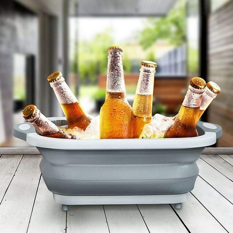 Foldable Cutting Board With Drain Basket Multi-purpose Kitchen Outdoor Chopping Block Portable Plastic Wash Basin Easy To Clean