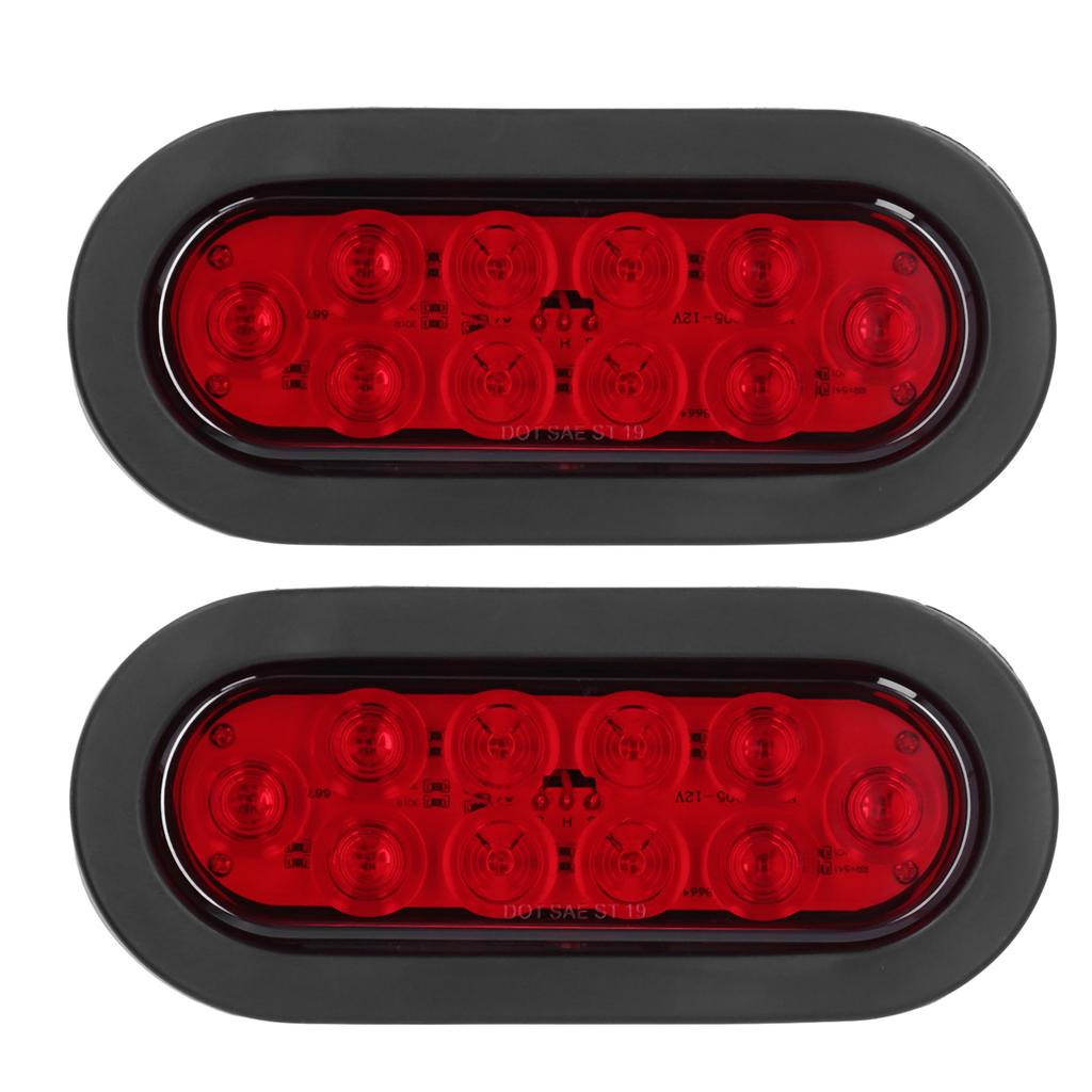 2pcs LED Marker Tail Light Waterproof Oval Red 12V Rear Turn Signal Stop Lamp for Truck Boat