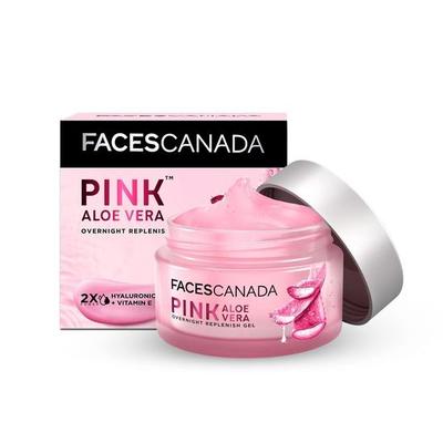FACESCANADA Gel Reponedor Nocturno de Aloe Vera Rosa, 50g | Ácido Hialurónico y Vitamina E | Hidratación Intensa | Ligero, No Pegajoso y de Fácil Absorción