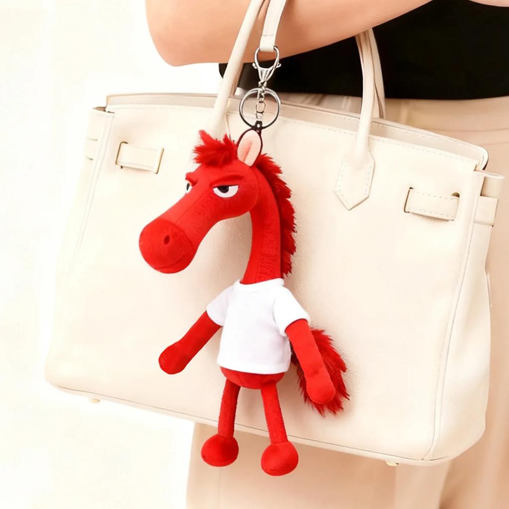 Black Horse Keychain Plush Toy Backpack Pendant Decoration Year The New Gifts of S for Cuddly Stuffed Fluffy Huggable Kawaii Comfort Adorable Soft