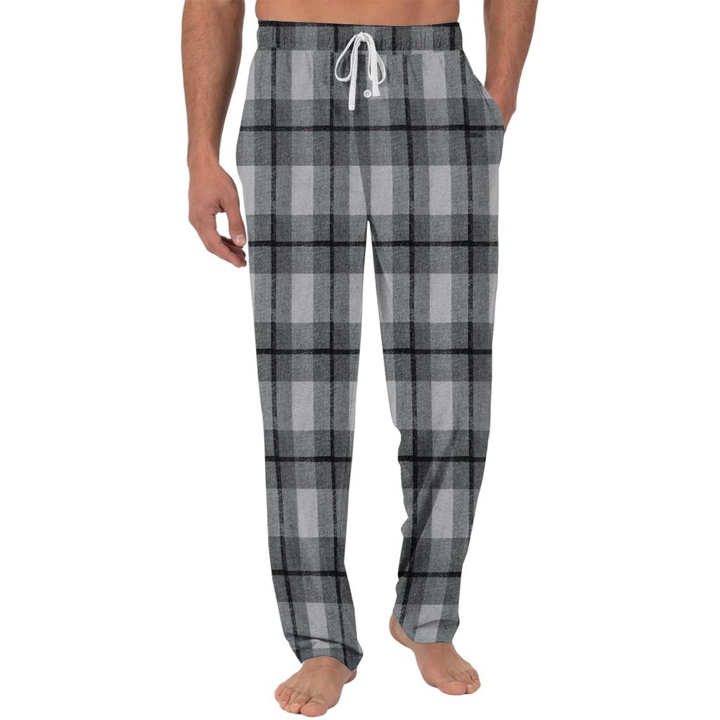 Herren Freizeit Pyjamahose mit Taschen | Einfarbig Gestreift Kariert Bedruckt Lockerer Schnitt Elastischer Bund für Zuhause