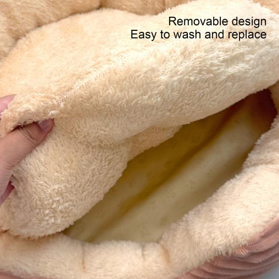Flannel Cat Bed Thickened Filling Soft Velvet Cat Nest Washable Anti-Slip Moisture-Proof Bottom Warm Pet Nest Bed