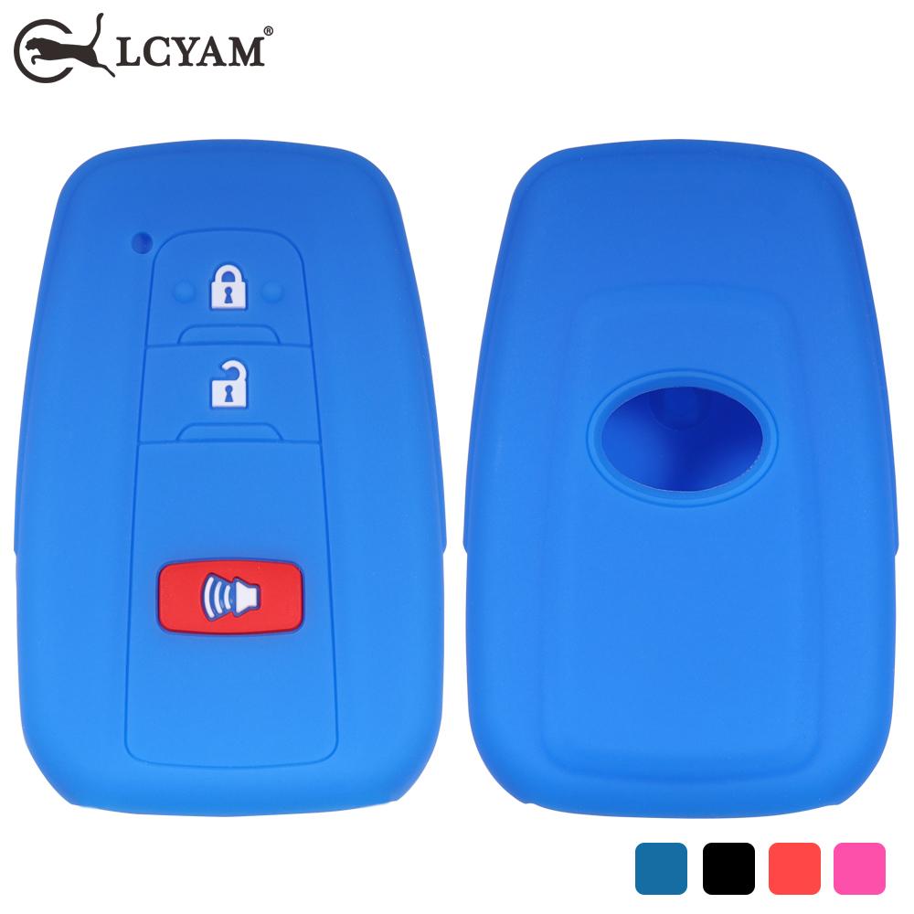 Lcyam Key Fob Cover Case 3Buttons Remote Protector Silicone Fits For Toyota Rav4 Corolla Camry Prius Avalon