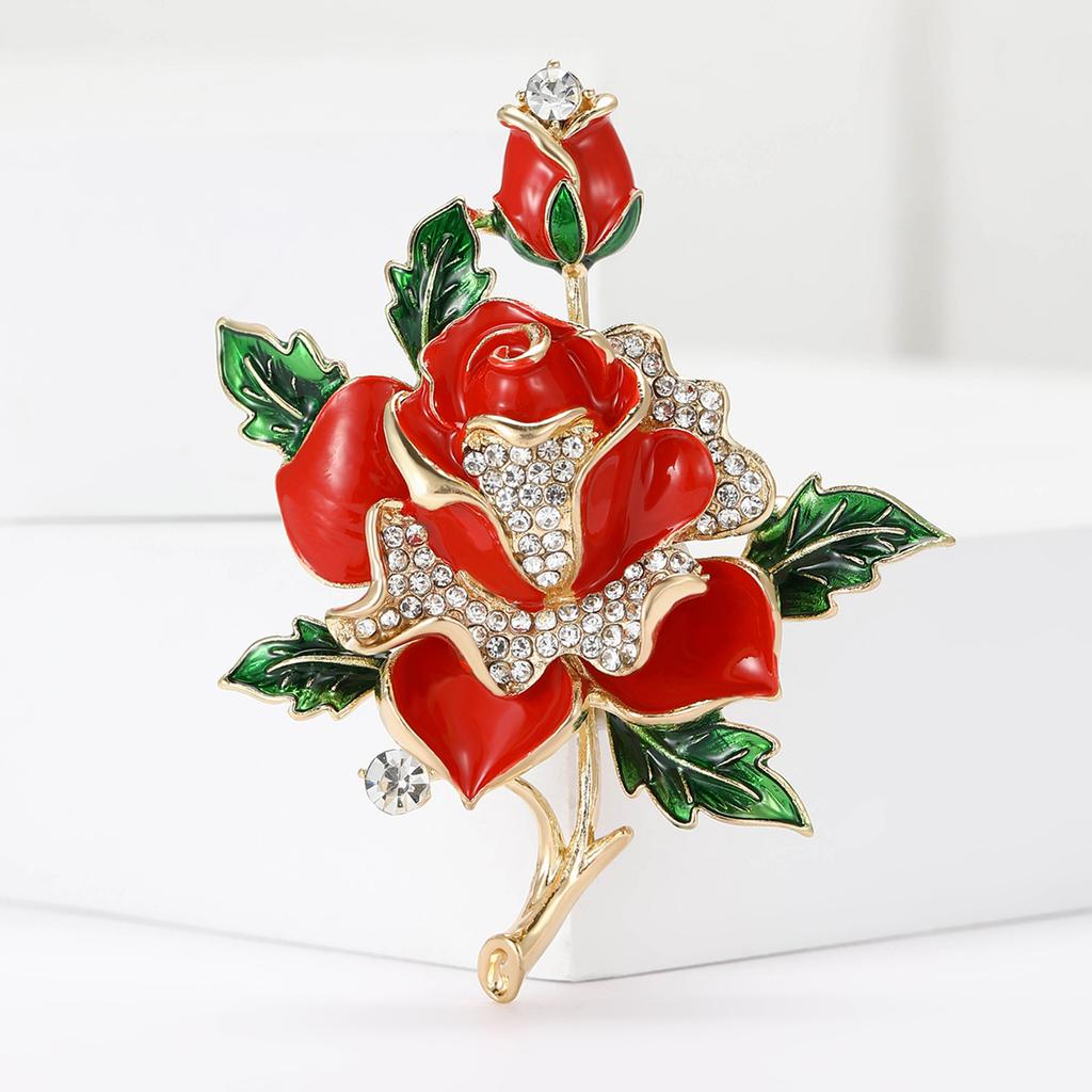 Fashion Enamel Rose Brooches for Women Unisex Pearl Plant Pins Event Party Luxury Gifts Backpack Decoration Clothes Accessories