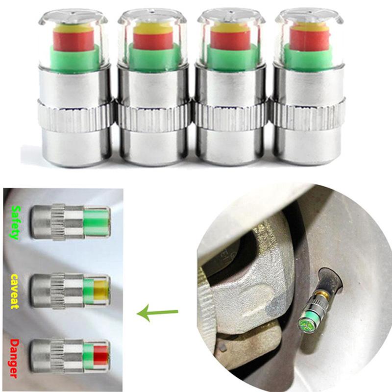 4pcs/lot 2.0/2.2/2.4 Bar 30/32 PSI Tire Pressure Monitor Pressure Gauge Cap Sensor Indicator Alert Monitoring Tools Kit
