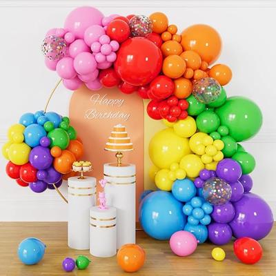 162 Colorful Rainbow Balloon Arch Set, 18 Inch 10 Inch 5 Inch Rainbow Balloon Wreath Party Decoration
