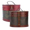 Vintage Round Desktop Tea Cake Organizer Wooden Storage Box Jewelry Container