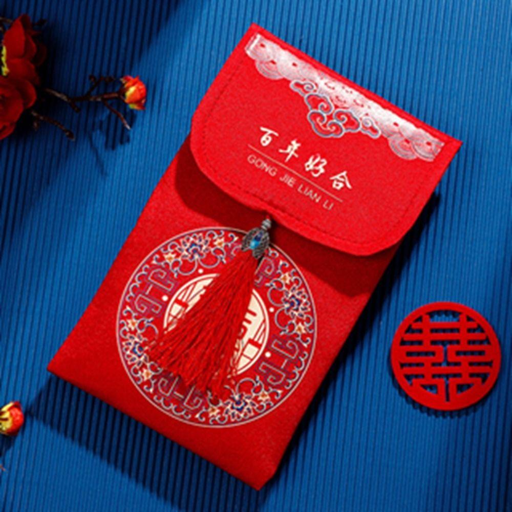 Traditional Wedding Red Envelope With Tassel Red Packets Chinese Cloth Red Envelopes  Wedding Gifts