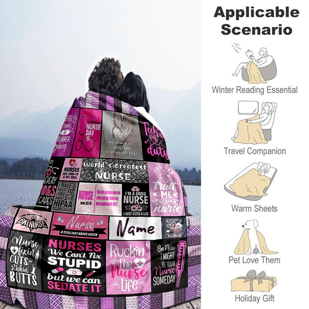 Pink Nurse Personalized Name Blanket Cozy Customizable Blanket Durable Comfort Throw For Seaside Picnics Sofa Chair for All Occasions