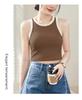 26 Xia Xin color blocked short cross vest women's sleeveless top bottom shirt can be worn outside basic style daily casual