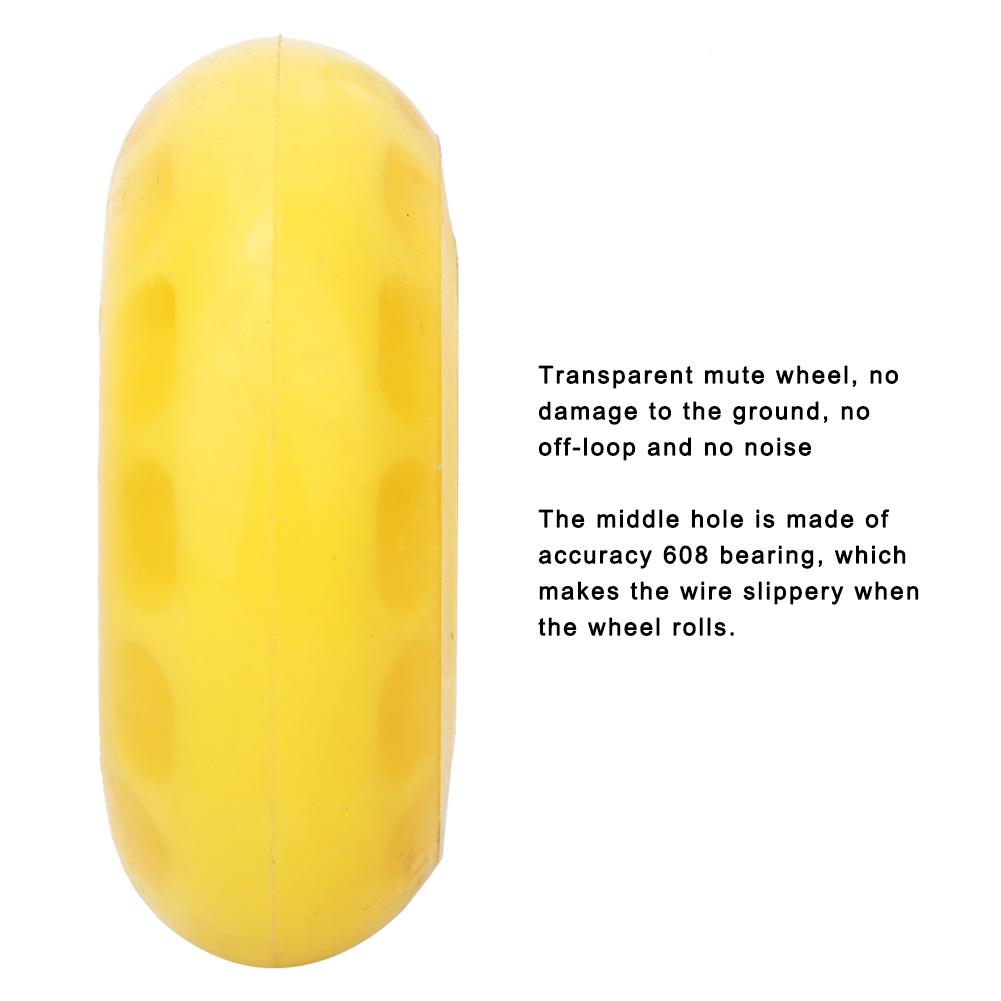 Casters Wheel Yellow Transparent PU with 608ZZ Bearing Luggage Cart Skates Accessories 64x24x8mm