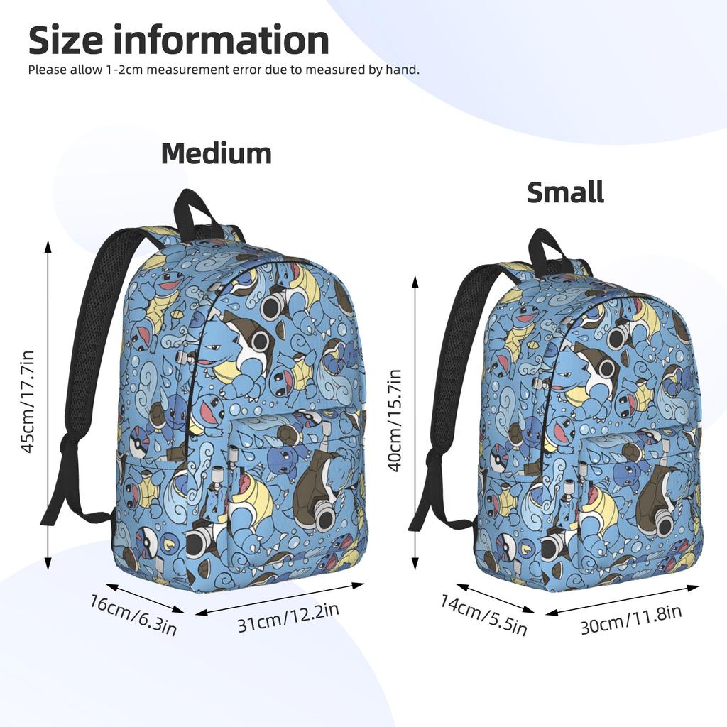 Fashion Pokemon Theme Blastoise Backpack  Mochilas Classic For Work Sturdy Shoulder Rucksack