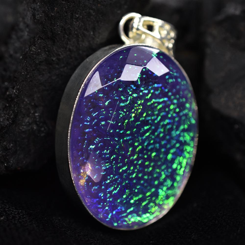 Lab-Created Opal Loose Gemstone Multi Color 84ct Oval Cut Brazilian Pendant October Birthstone Gift