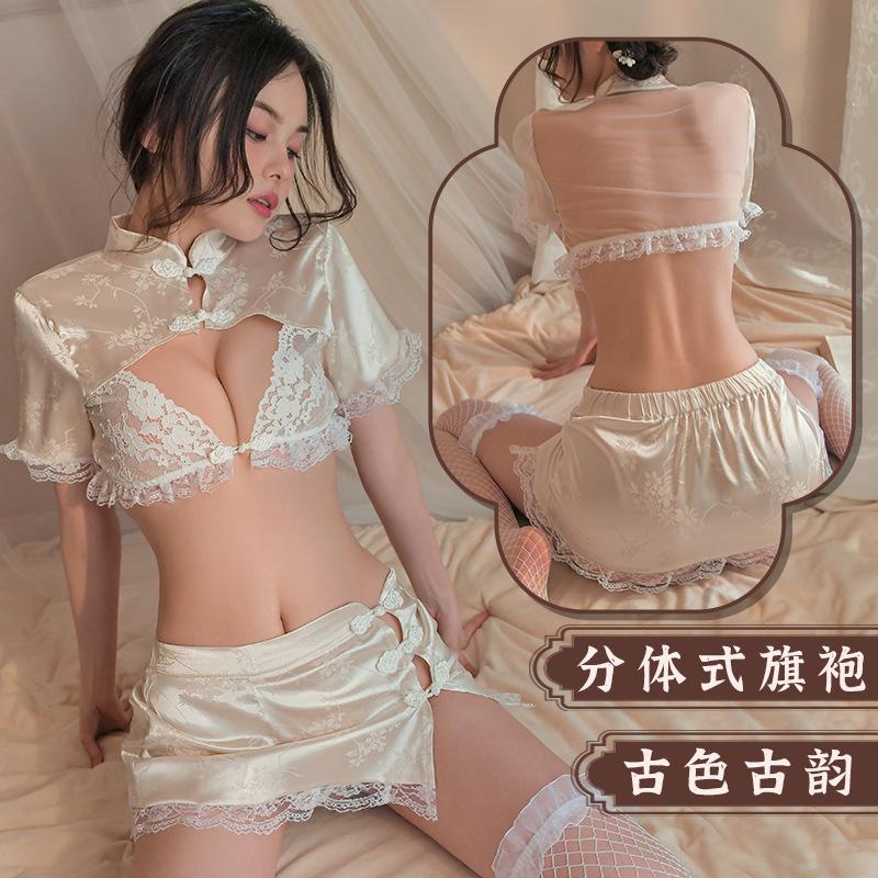 Sex Underwear Women's Sexy Lace Hollow Antique Cheongsam Uniform Pajamas Hot Suit