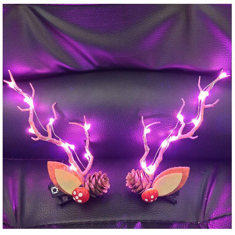 Glowing Reindeer Berry Antler Headband for Christmas & Halloween Parties