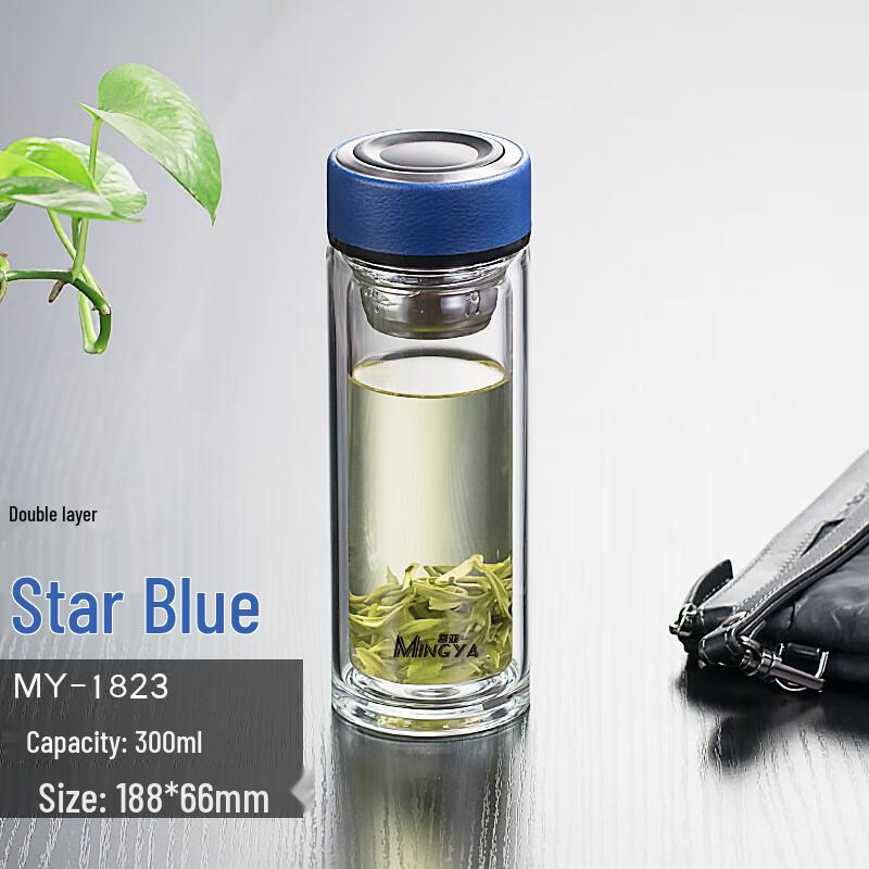 MINGHUI MH1123 Leather Texture Double-Layer Glass Cup