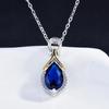 Mermaid Tears Pendant Necklace Dual Tone Plating Blue Sapphire Gemstone Jewelry for Women