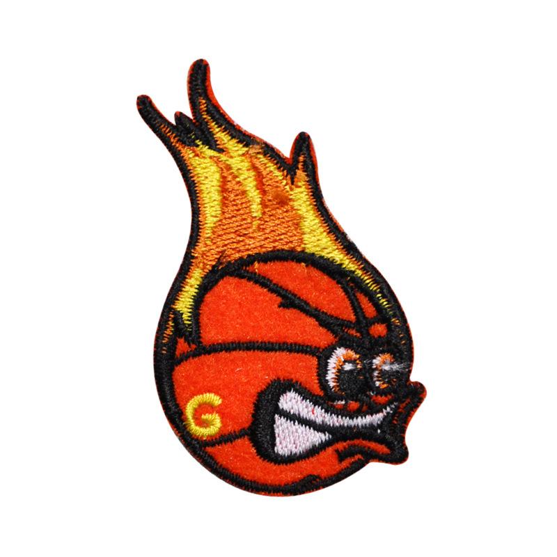 

Embroidered Cartoon Basketball Patch Flame Design Iron On Sew On Appliques for Clothing Bags Hats Jackets and Crafts One Size оранжевый