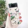 For Samsung Galaxy Z Flip 4 3 Case Vintage Flowers Painted Transparent Shockproof Hard Back Cover For Samsung Zflip4 Zflip3 Case
