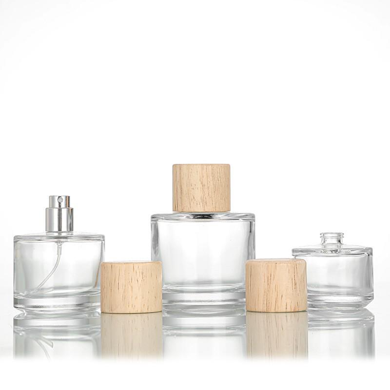 30ml Transparent Cylindrical Glass Perfume Bottle with Snap-on Spray Cap